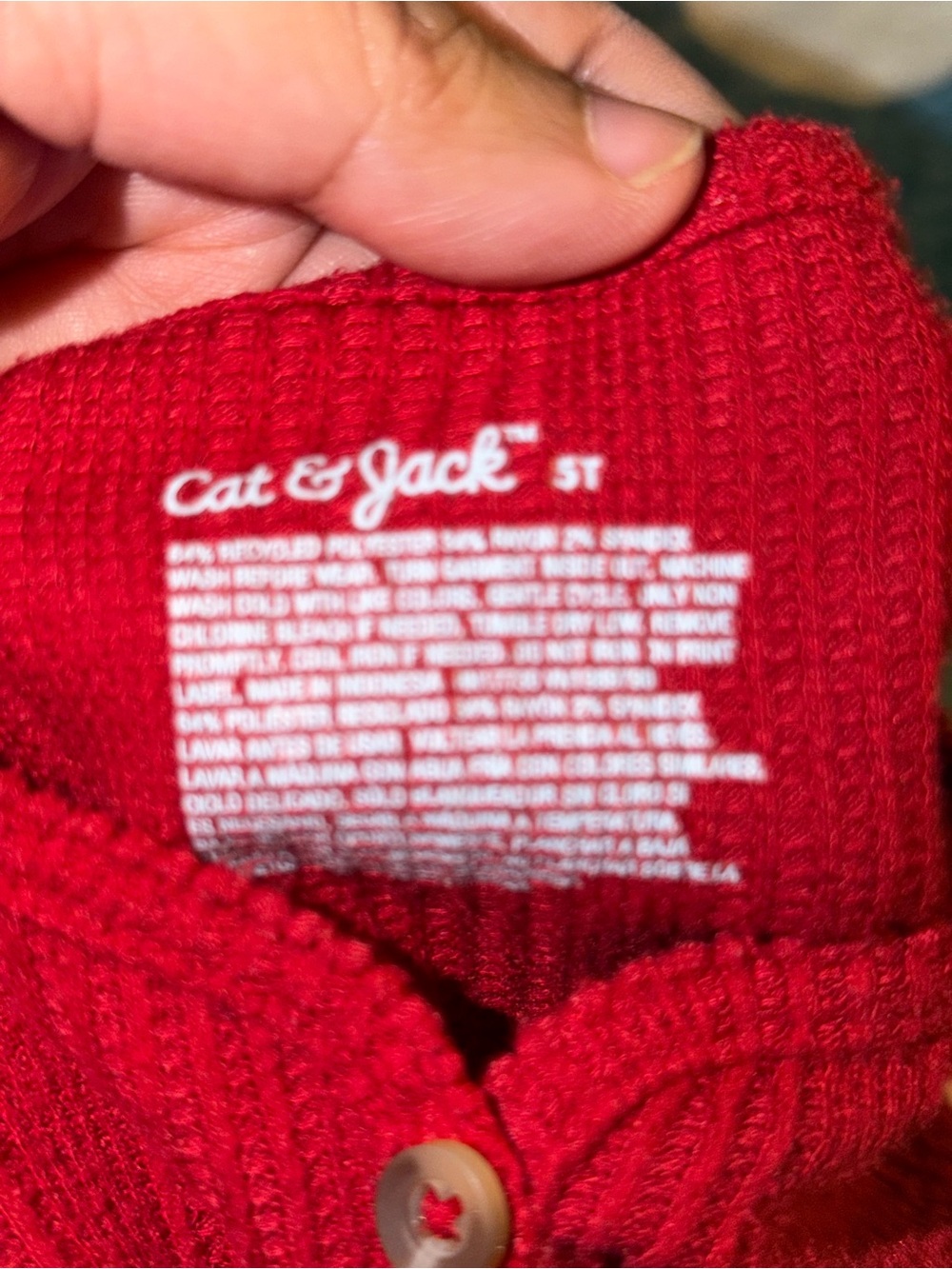 Cat & Jack Red Ribbed Knit Cat Shirt